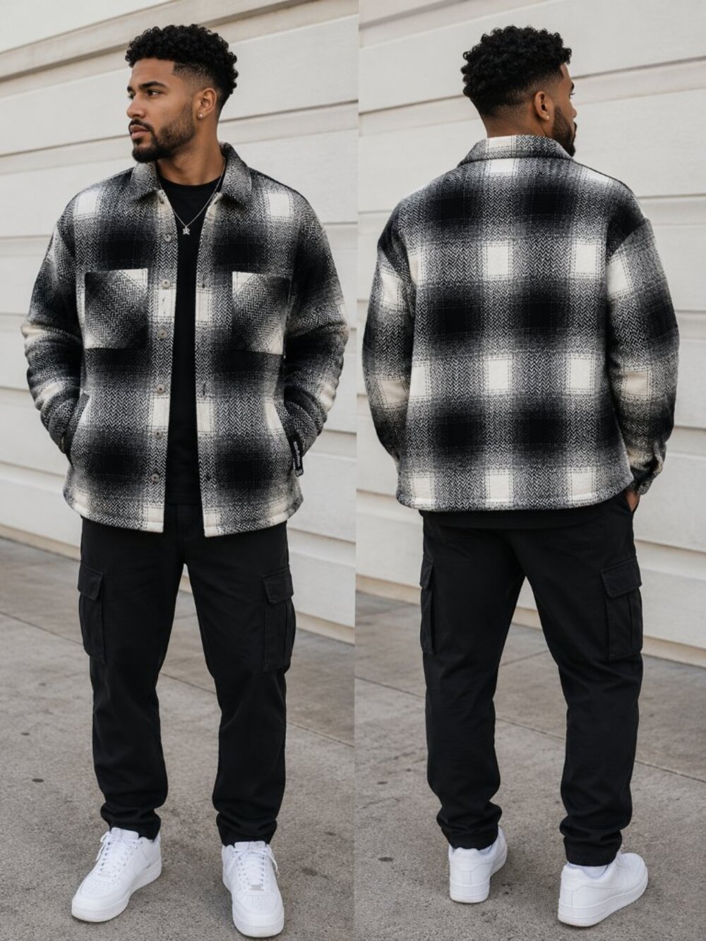 New Mens Raw Gear Black Flannel Shacket Jacket - M